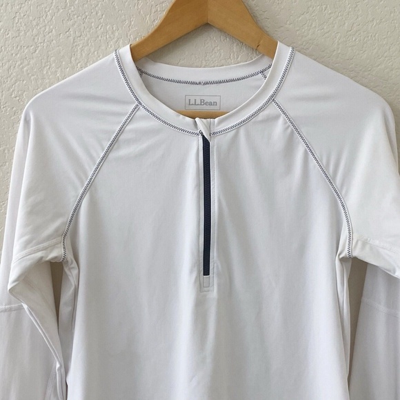 LL Bean Active Top Womens Size Small White 1/4 Zip Workout Athleisure - Picture 2 of 5